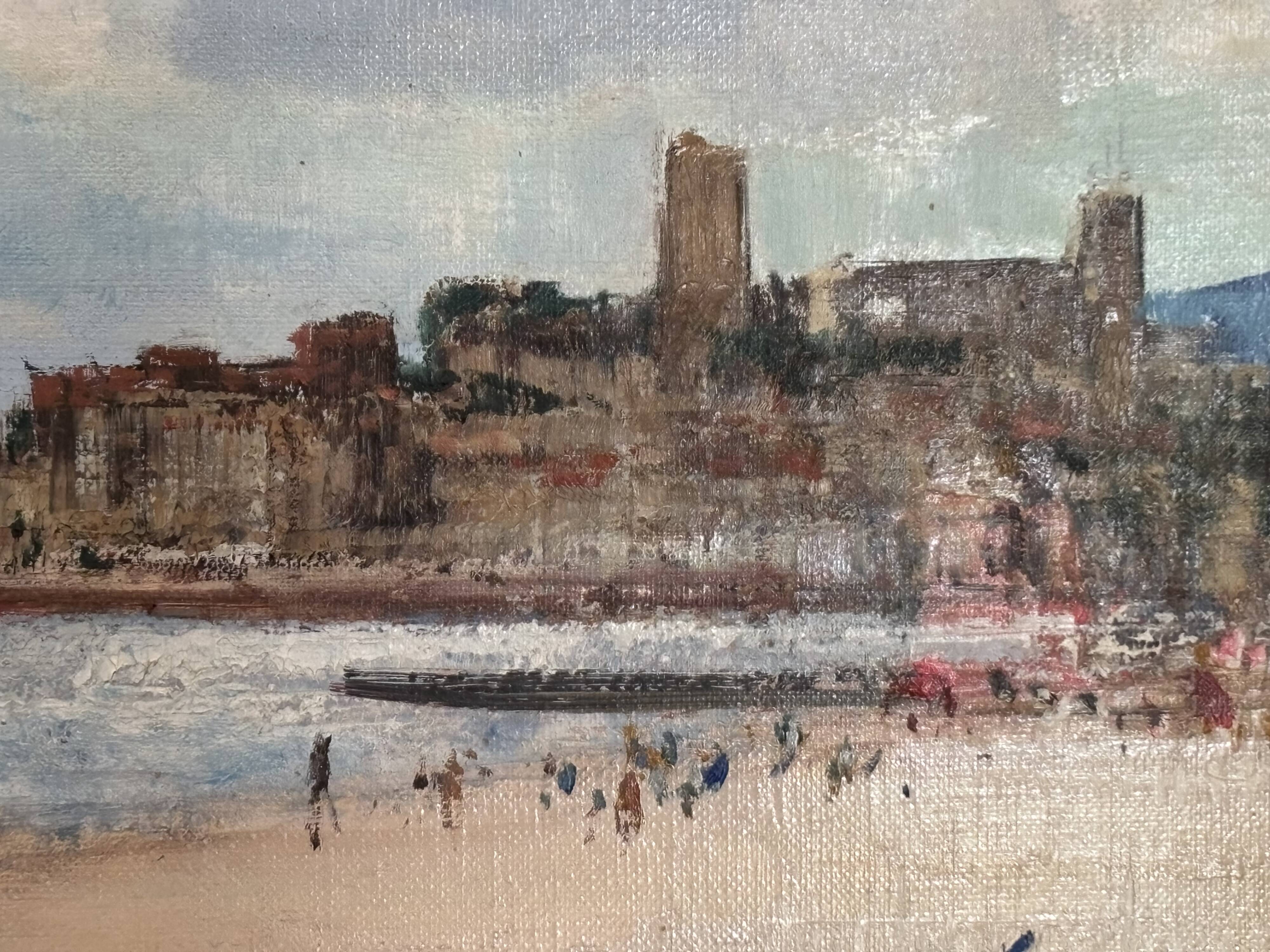 Old oil on canvas painting School of Rouen Cannes Marcel Cramoysan XX