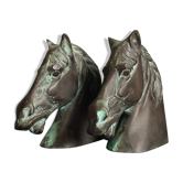 Vintage patinated bronze horsehead book greenhouse
