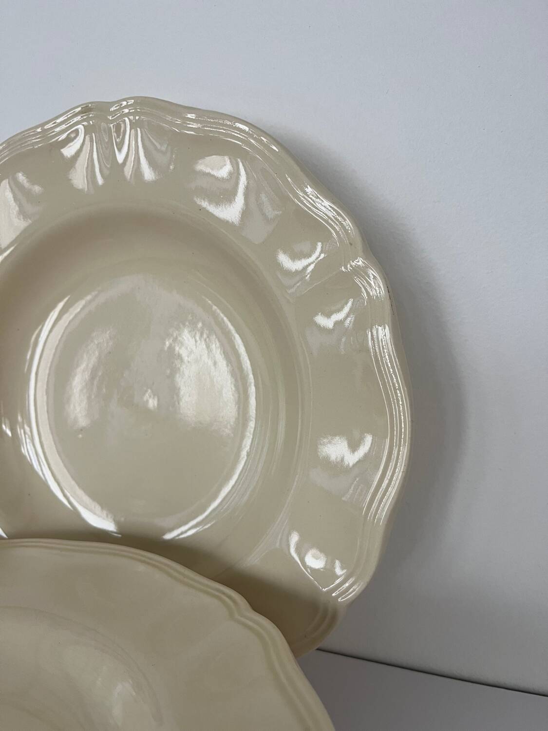 Ivory fluted deep plates Sarreguemines