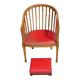 Fauteuil et repose pieds cuir Rouge