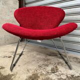 Fauteuil en tweed rouge déhoussable