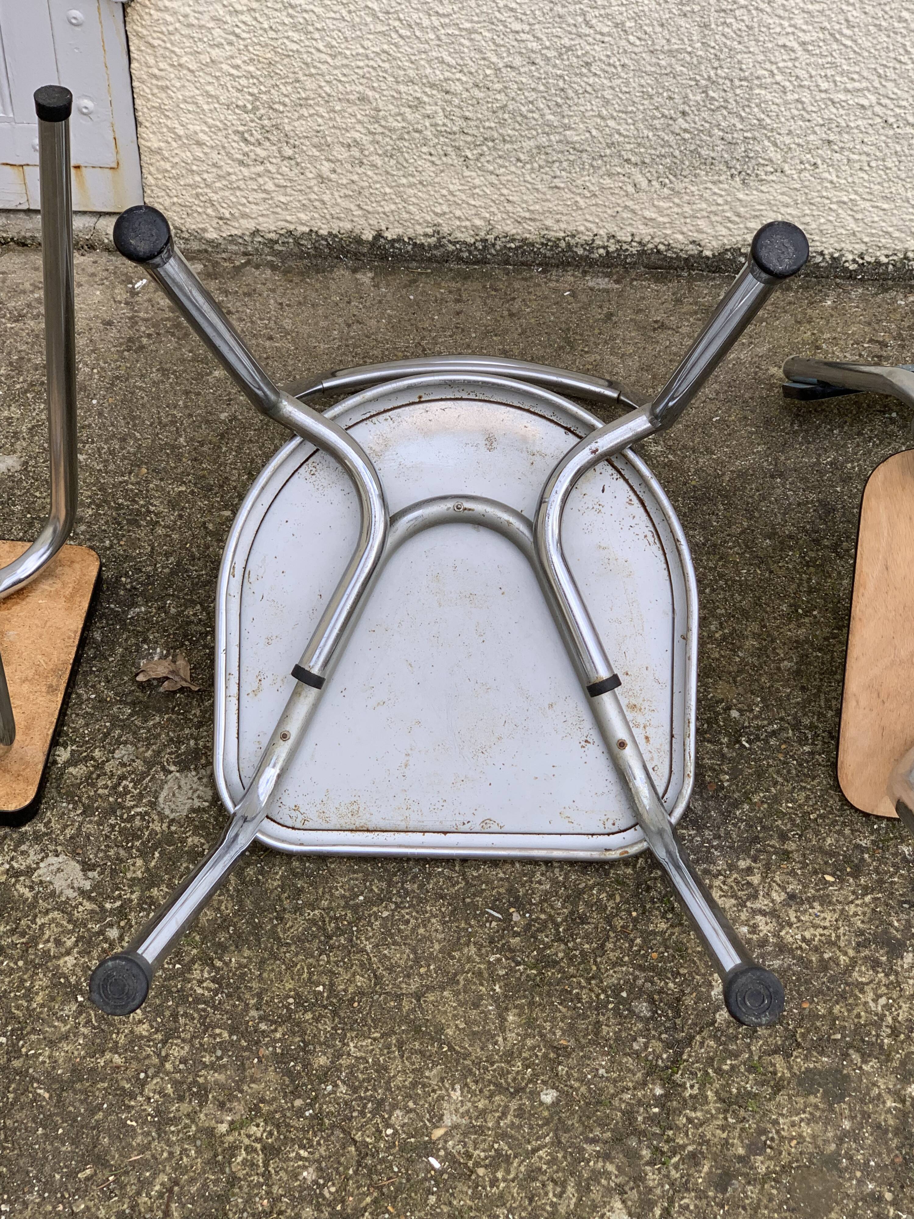 Mismatched formica chairs and stool 1960