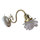 Swan neck wall light in brass with rose petal glass shade.