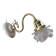 Swan neck wall light in brass with rose petal glass shade.