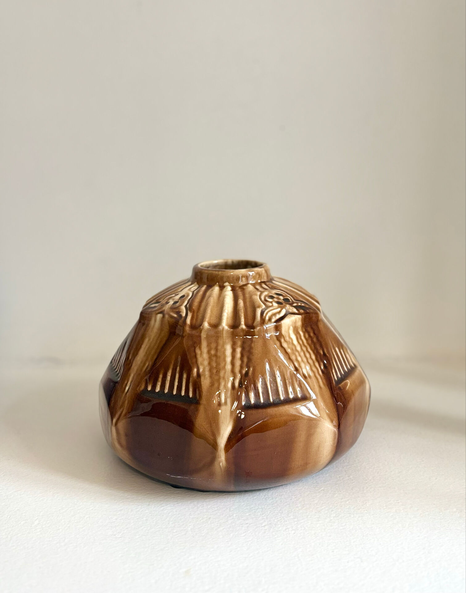 Glazed ceramic vase Art Deco signed Elgé