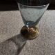 6 iridescent colored crystal liqueur glasses with gold stems / art-deco