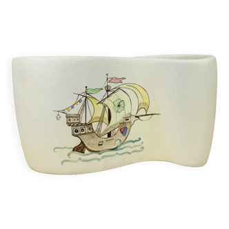 Ceramic vase Keramos Torino boat 60s