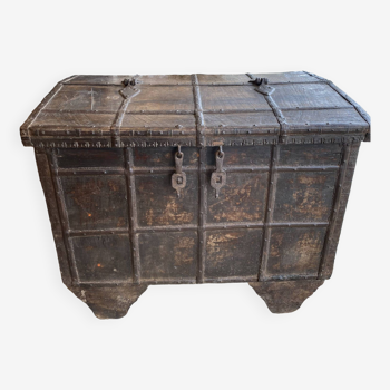 Large Indian chest on wheels early 20th century
