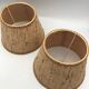 Pair of vintage burlap and braid lampshades