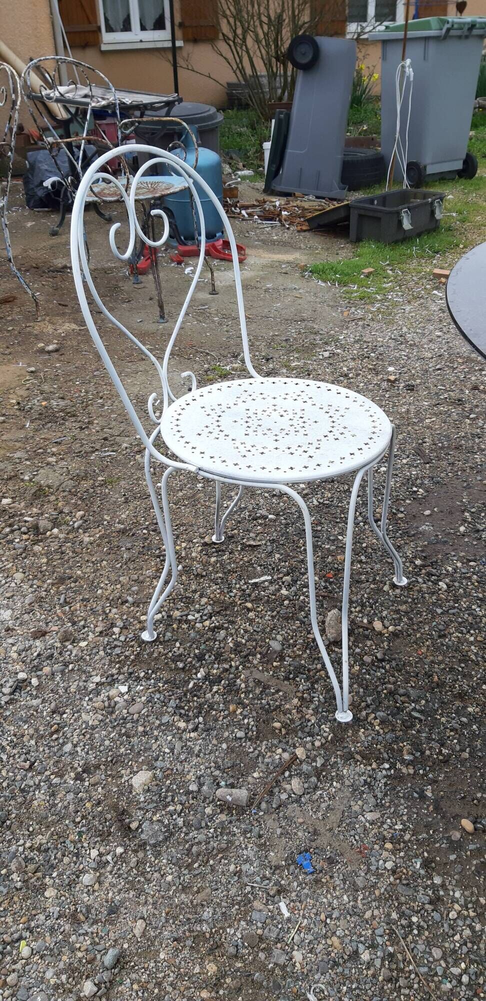 Garden furniture wrought iron and smoked glass 1900