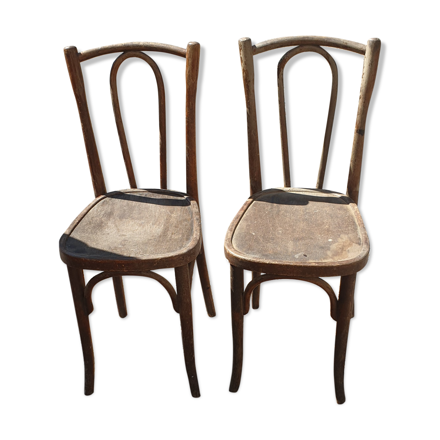Pair of curved wood bistro chairs