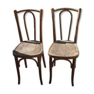 Pair of curved wood bistro chairs