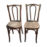 Pair of curved wood bistro chairs