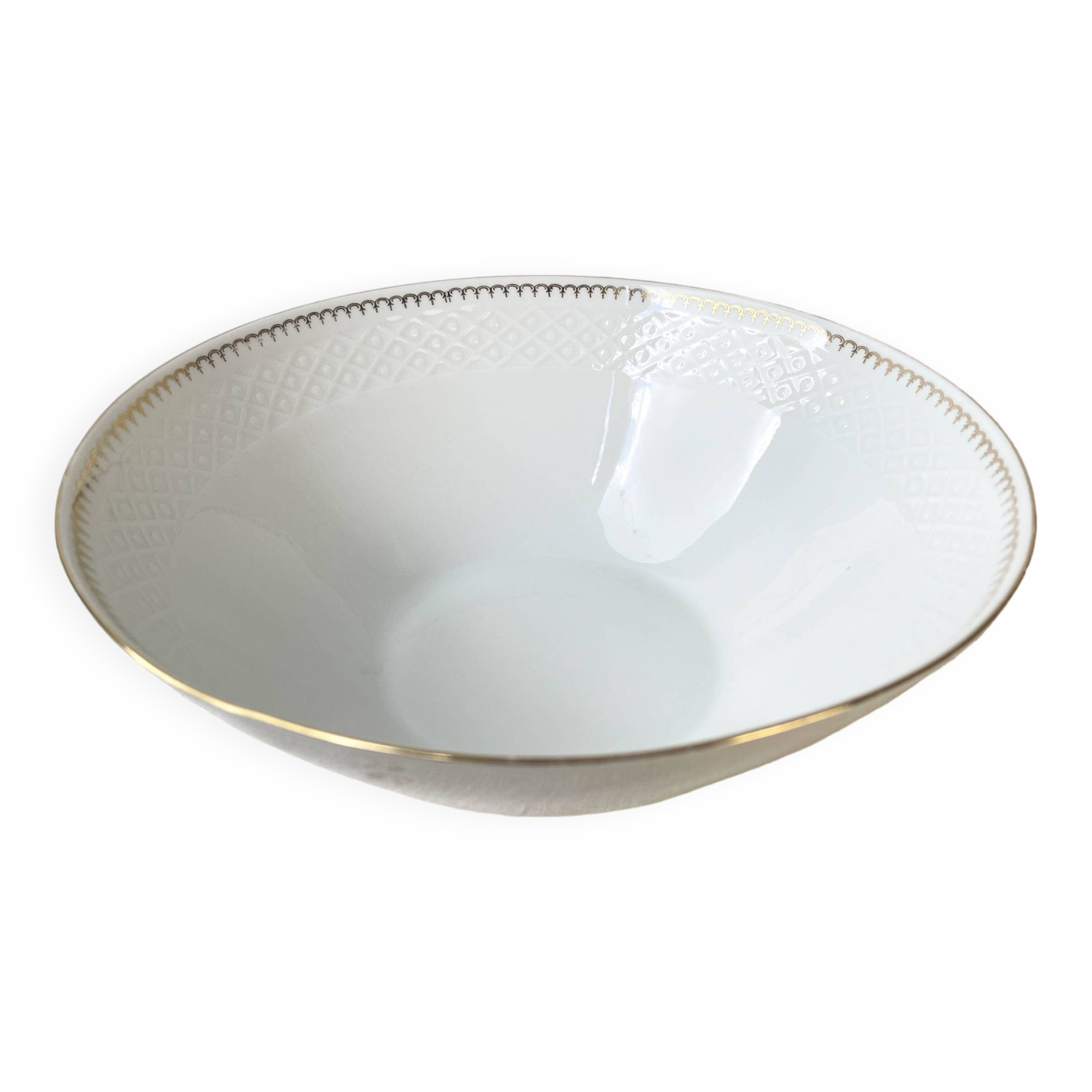 Saladier porcelaine blanche dorée BAVARIA modèle "Annabell"
