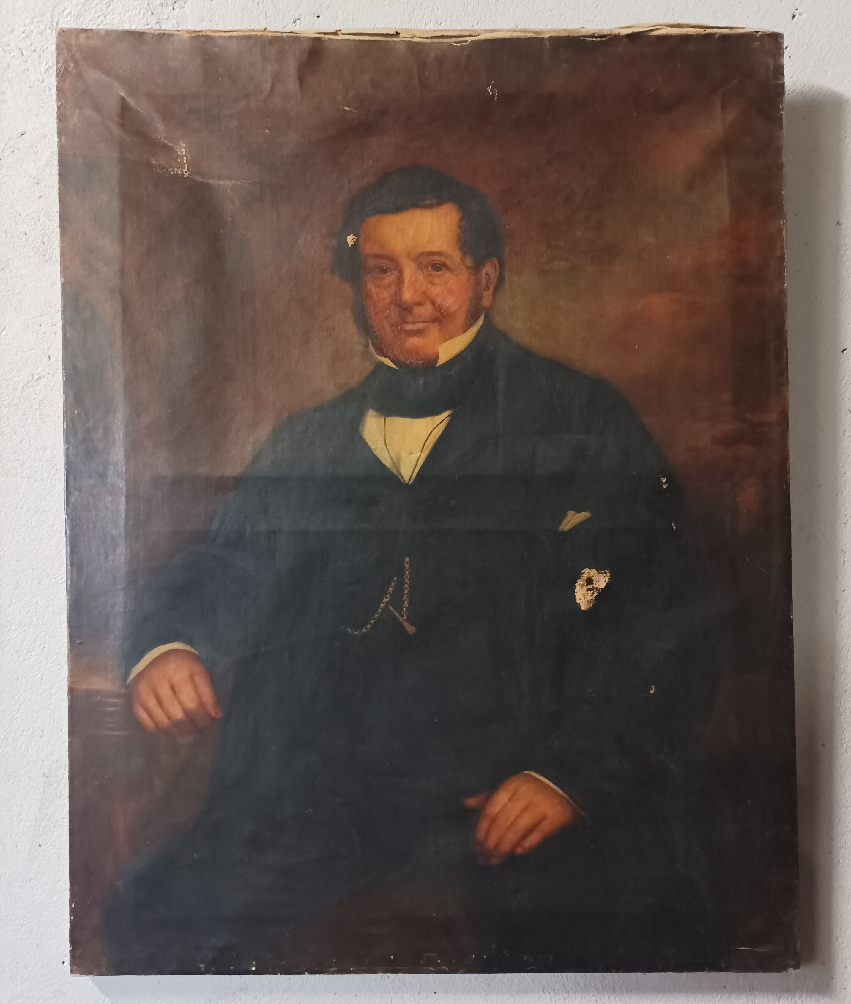 Oil on canvas Portrait of a man English School XIXth