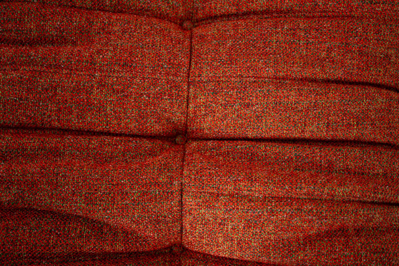 Togo set of armchair and pouf in crimson tweed