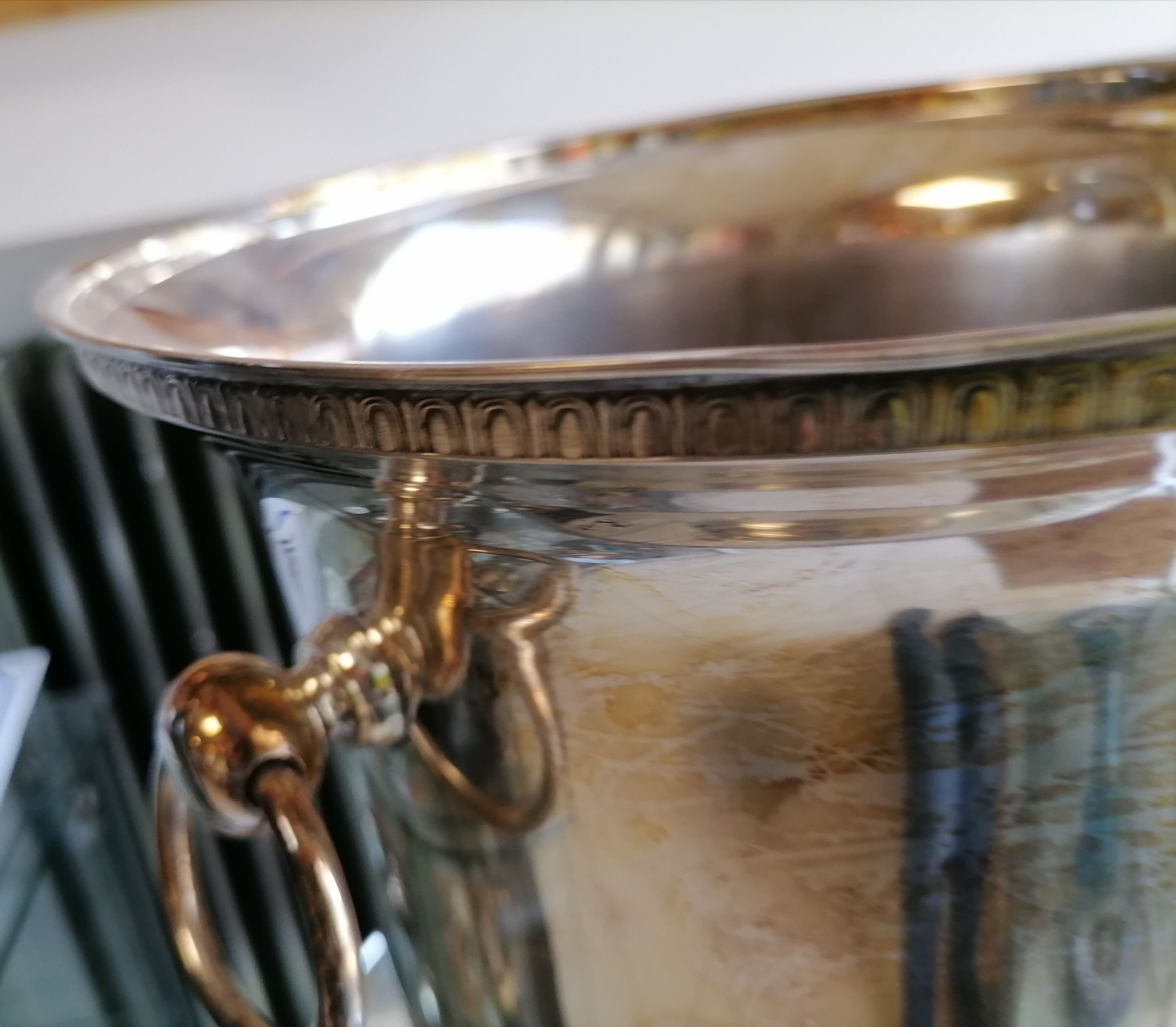 Silver metal champagne bucket