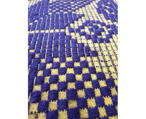Romanian Fl Rug Handwoven In Wool, Purple And Yellow Rug