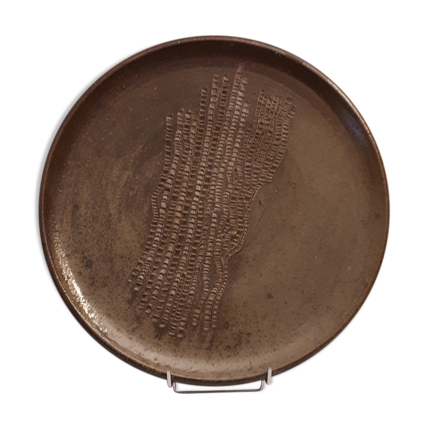 Plate in pyrité sandstone signed vintage 1970