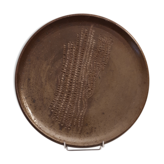 Plate in pyrité sandstone signed vintage 1970