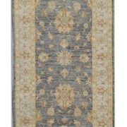 Oriental Grey Beige Stair Runner Rug, Wool Hand Knotted 81 x 295 cm
