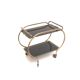 Brass and black glass bar cart / serving cart / side table by Grünstadt