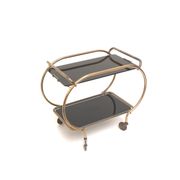 Brass and black glass bar cart / serving cart / side table by Grünstadt