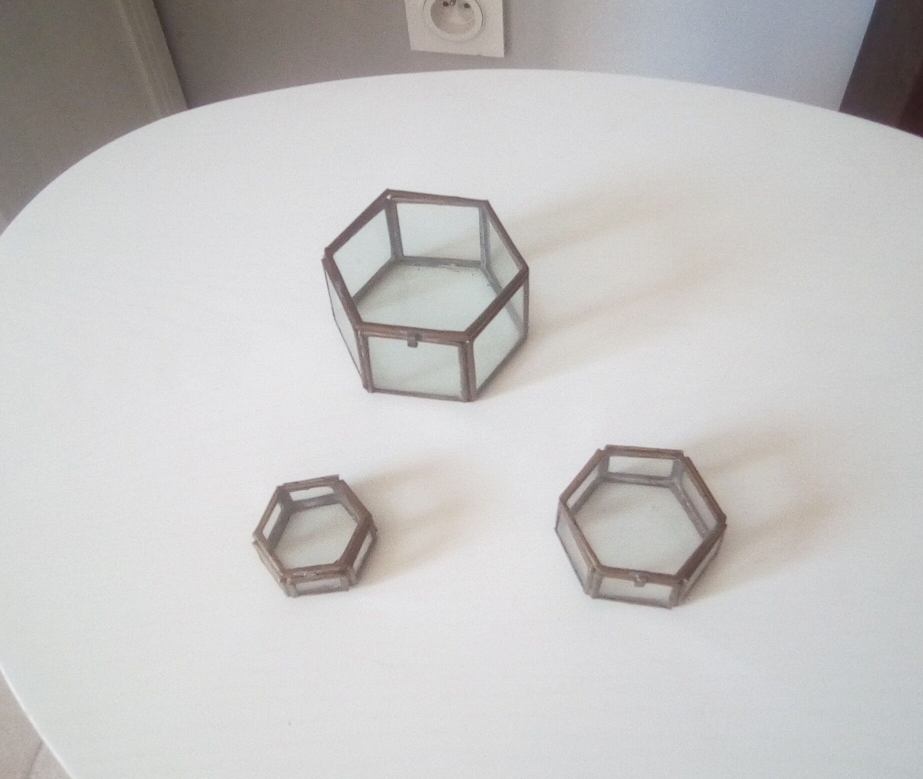 Jewelry box showcase trundle glass and brass 50s/60s