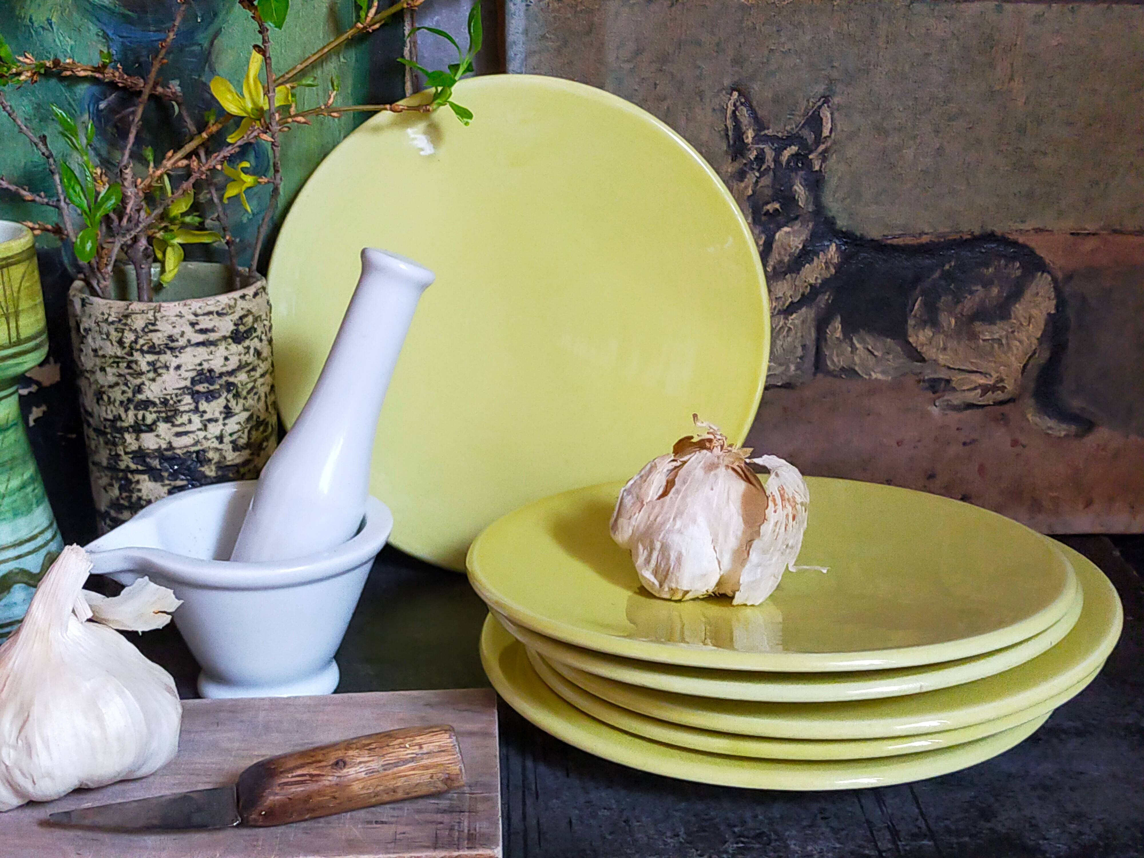 Six vintage Czech ceramic dessert plates