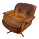 Paire de fauteuils pivotants vintage en cuir cognac par Eugen Schmidt