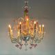 Rezzonico Venetian chandelier in colorless, blue and red Murano glass, circa