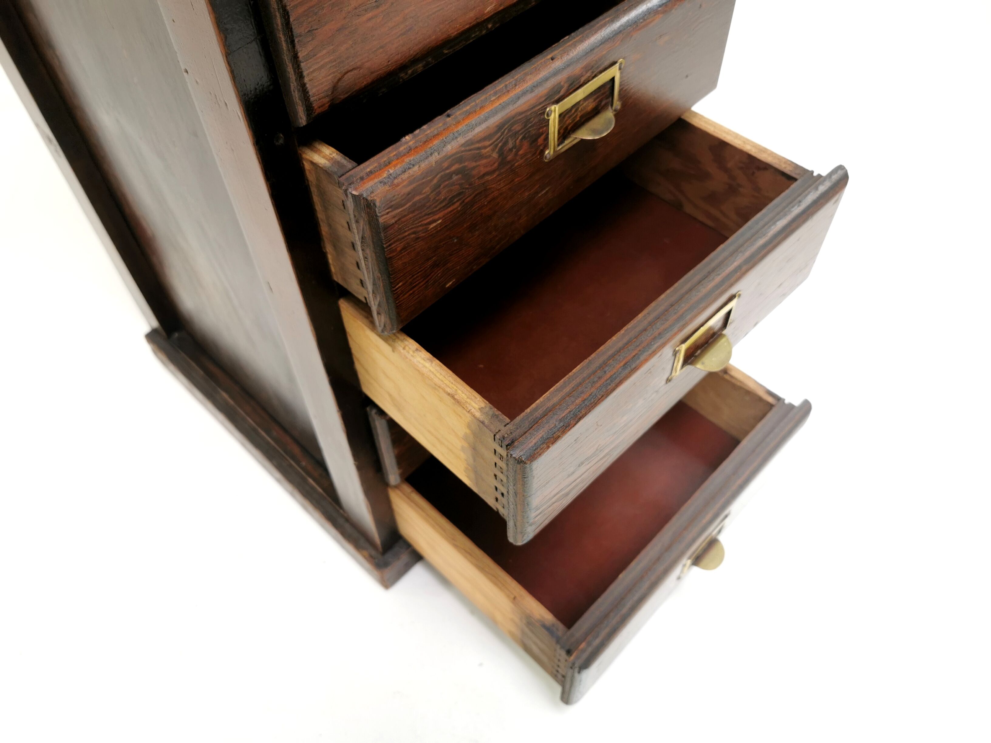 Vintage British bank of eight drawers filing cabinet