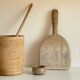 Turned wooden pots and beaters for the kitchen