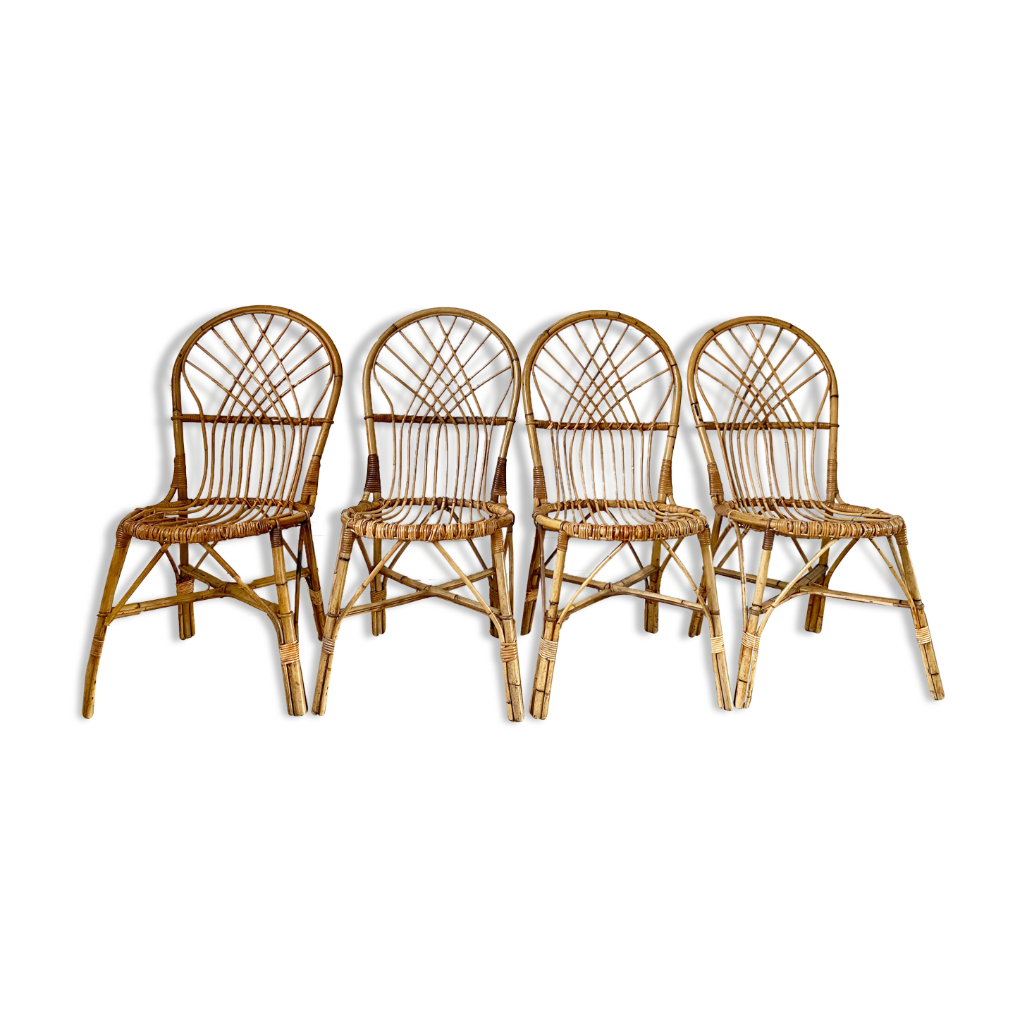 4 vintage rattan chairs
