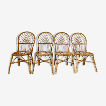 4 vintage rattan chairs