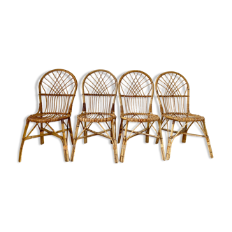 4 vintage rattan chairs