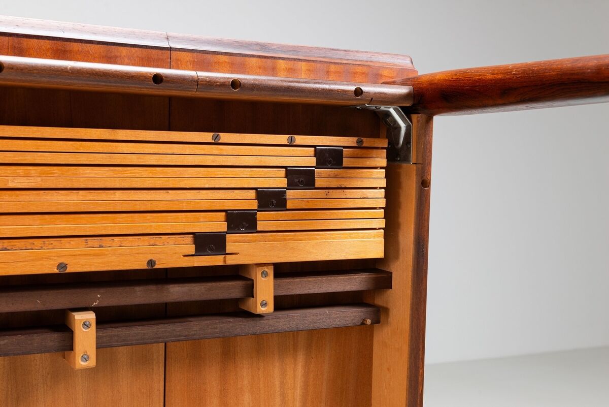 Table à manger à rabat modèle 227 d'Arne Vodder en palissandre Sibast 1960