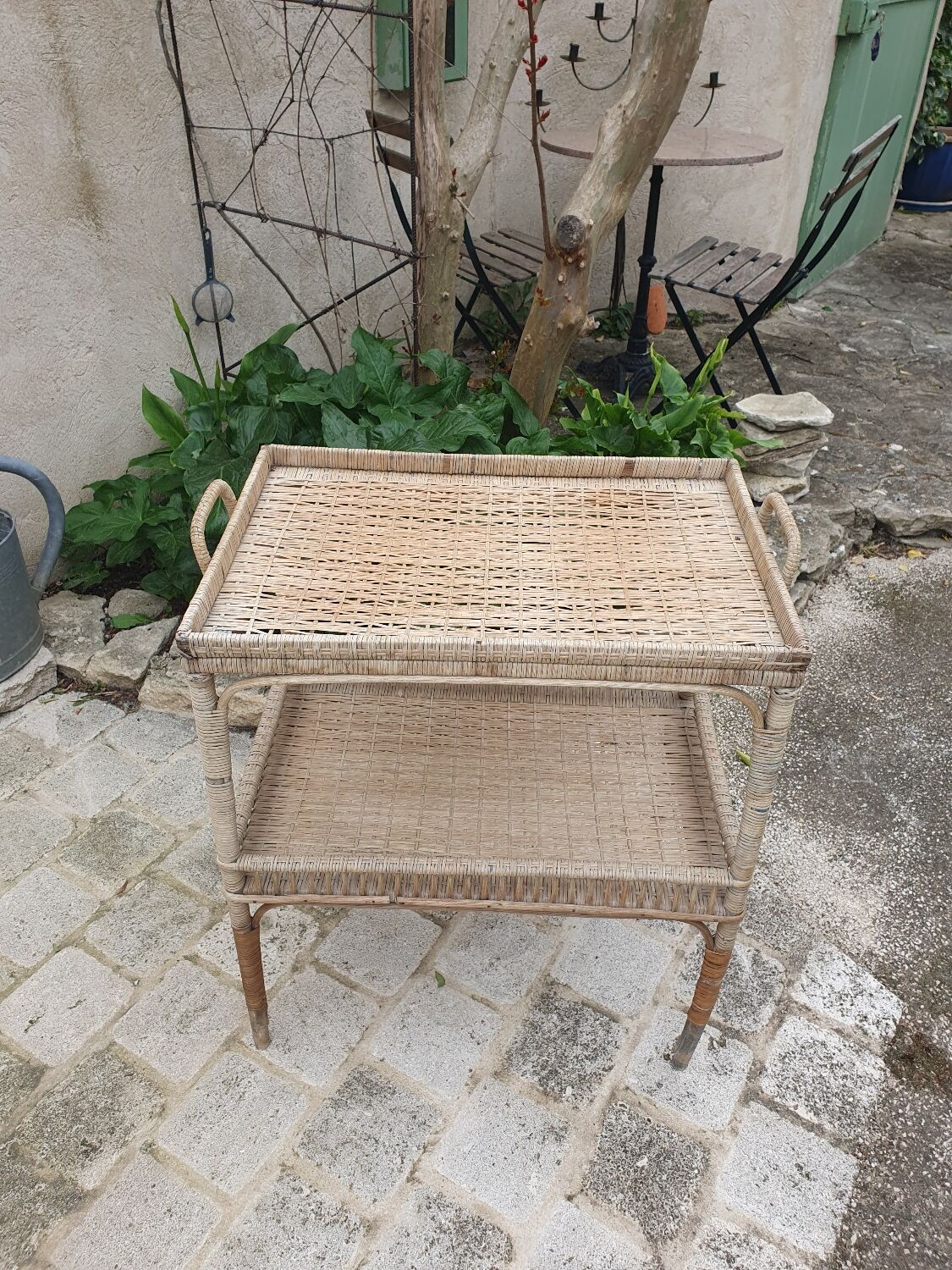 Rattan side table