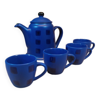 Service à café bleu nuit avec ses 4 tasses