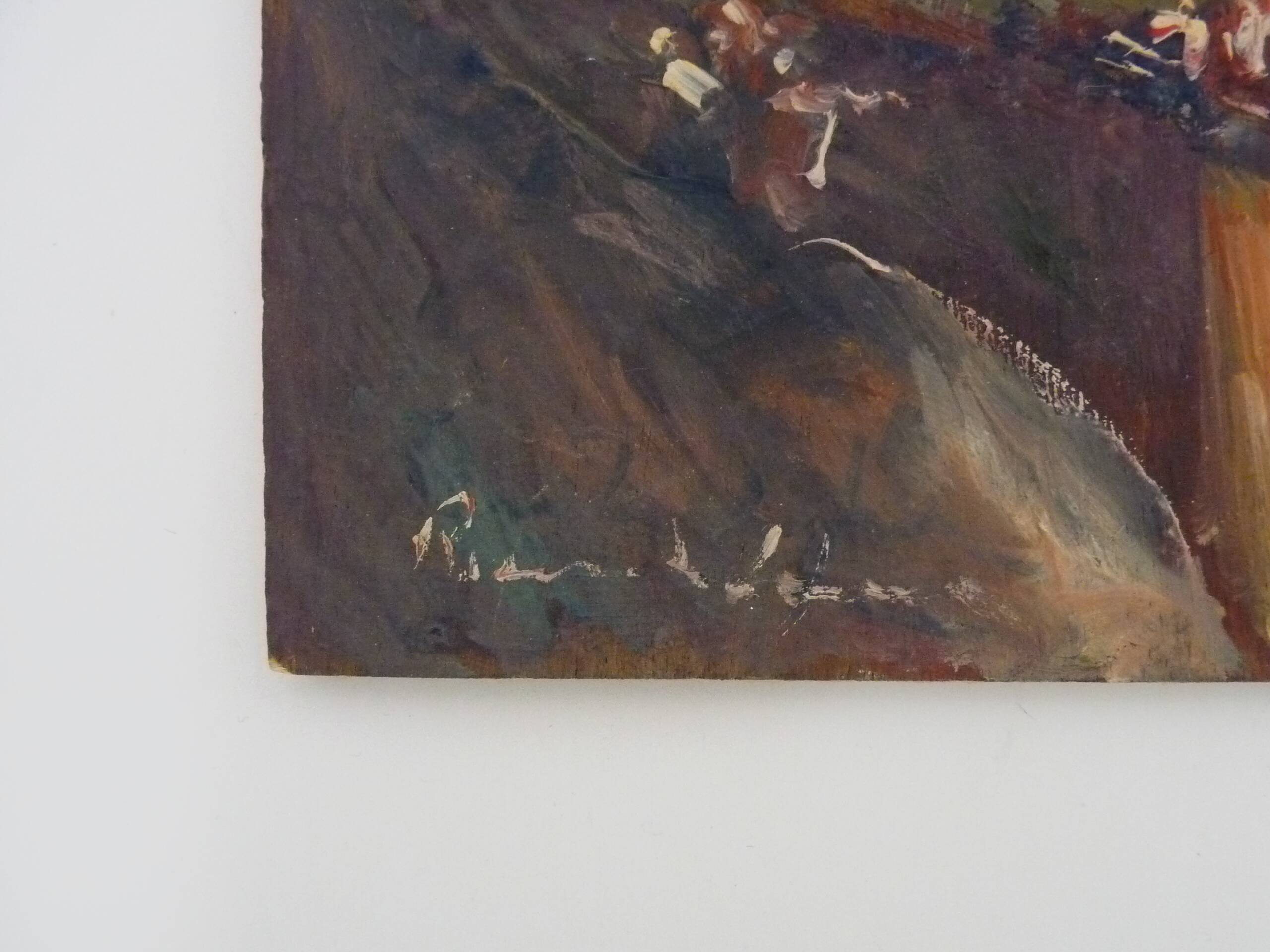 Oil on wood by Riccardo Capone Procession 50s 60s