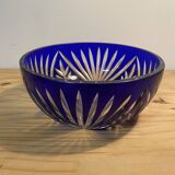Cobalt Blue Cut Glass Salad Bowl