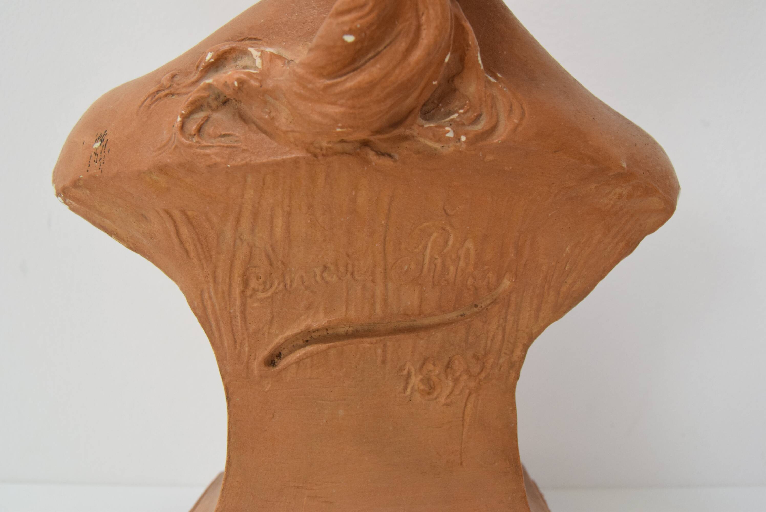 Plaster bust from the Belle Époque period by Jindřich Říha, 1890s.