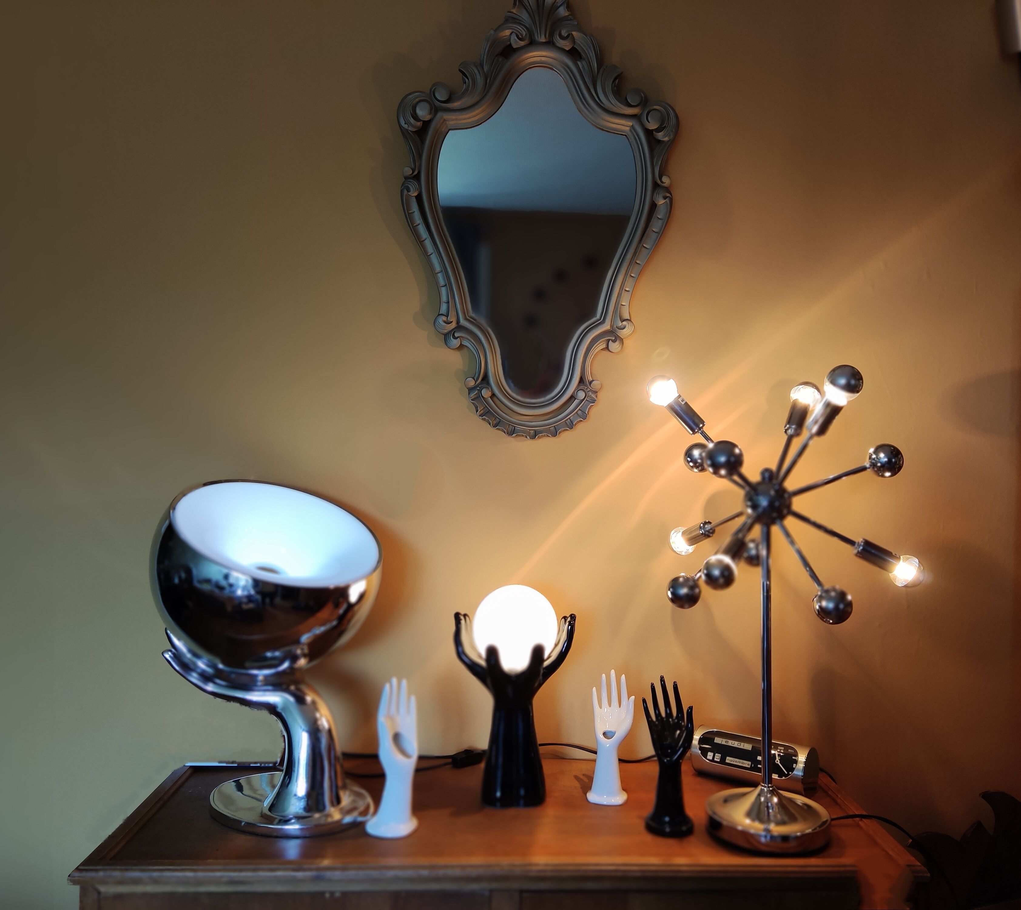 Lampe spoutnik chromée vintage