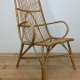 50s rattan chair, high-back basket