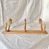 Old Thonet wall coat rack in bent wood - 3 hooks