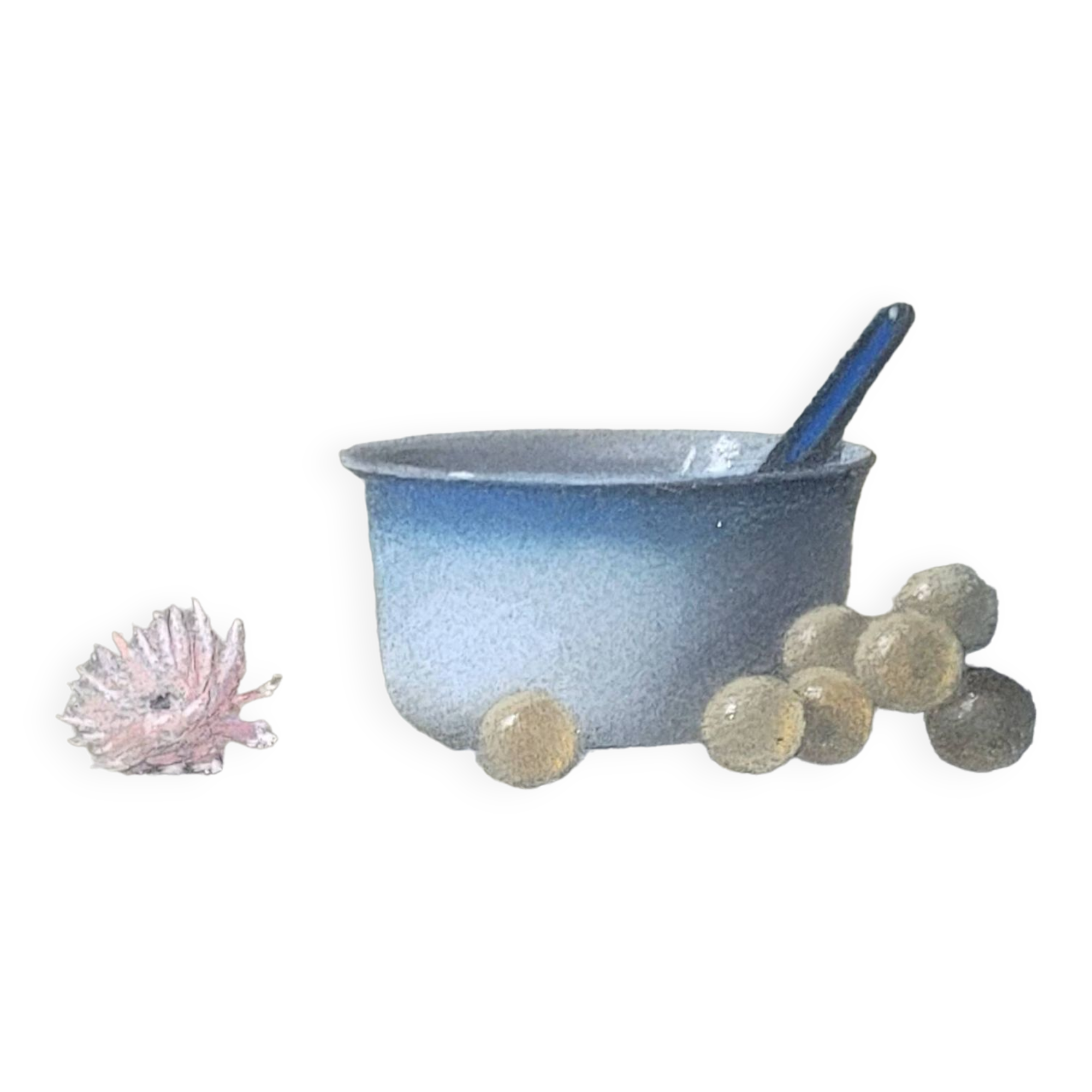 Still life with pot, grapes and anemone
