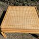 Table basse carrée en bois et rotin, années 70