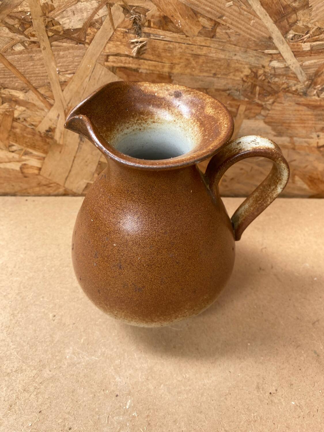 Ancien pichet keraluc grès marron beige made in france vintage