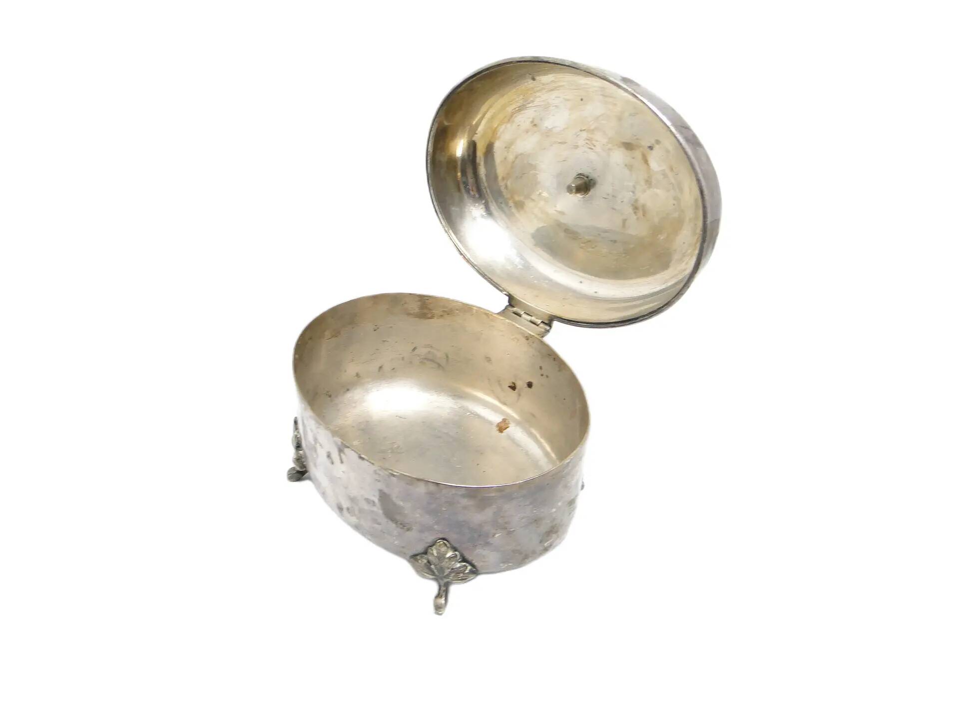 Art Deco sugar bowl, silver-plated brass, Fraget, Poland, 1920s.