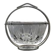 Art Deco sugar bowl, glass, silver-plated brass, Poland, 1920s